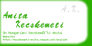 anita kecskemeti business card